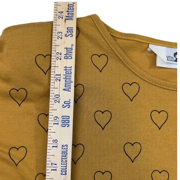 Vedo Verde Vintage Women's Sequin Heart Print Dolman Sleeve Top gold black Small - Picture 6 of 12